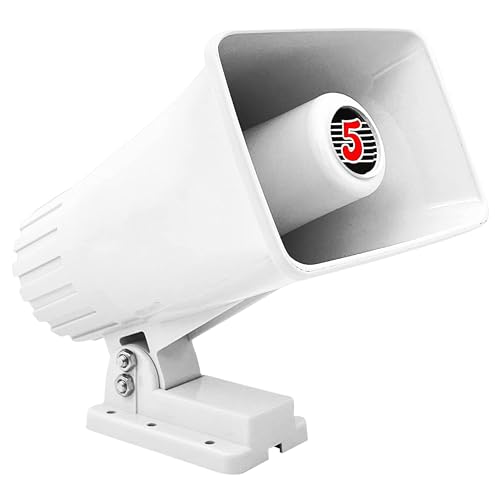 5 CORE PA Speaker 6 x 4 Inch 50W Bull Horn Loud Indoor Outdoor Speakers System 8Ohm Reflex Megaphone Mounting Bracket & Hardware Included White - HW 405 WH