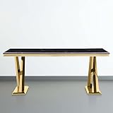 Anewsun Dining Table for 6 People, Modern Luxury Rectangular Table with Gold Mirror Stainless Steel