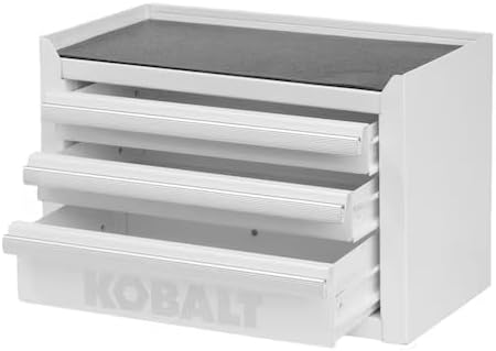 White Kobalt Mini Tool Box with top lid open