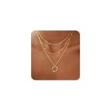 XFSRG Collier Femme 3 Rangs Acier inoxydable Plaqué Or Bijoux Fantaisie Multi RangsLéGer et Brillant Boho Collier Tour de Cou Cadeau d'Anniversaire pour Petite Amie MèRe（Or）