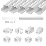 VEVOR Mini-Split-Line-Set-Abdeckung 76,2 mm B 3110 mm L, dekorative PVC-Rohrleitungsabdeckung für Klimaanlage mit 5 geraden Kanälen und vollständigen Komponenten, überstreichbar für Wärmepumpen, weiß