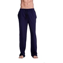 CYZ Mens 100% Cotton Jersey Knit Pajama Pants/Lounge Pants,Solid Navy, Mens SizeSmall