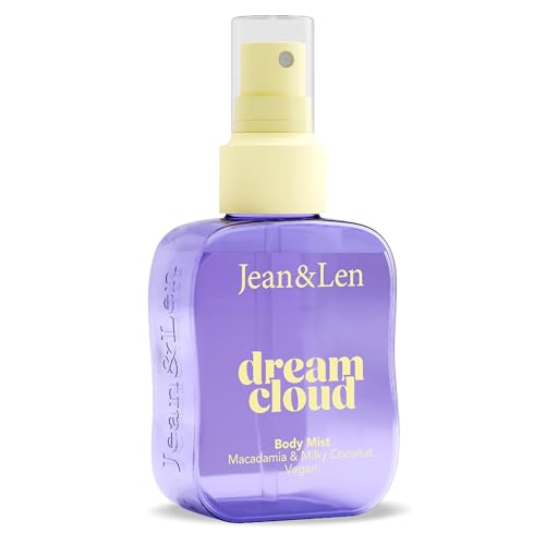 Jean & Len Spray corpo Dream Cloud, profumo cremoso e morbido di macadamia, vaniglia e caramello, con pantenolo ed estratto di vaniglia, spray corpo vegano a lunga durata, 100 ml