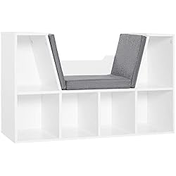 Estanteria Trofast Ikea HOMCOM Estantería Librería con Asiento 6 Cubo Librería Original Infantil Zapatero con Cojín Estante con Banco Multiusos 102x30x61cm
