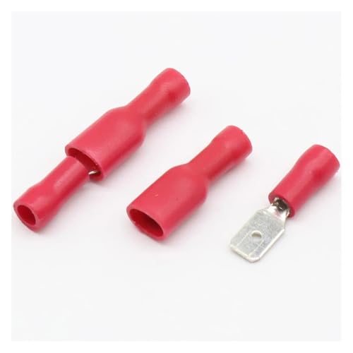 Image of 100 Pcs (50Pairs) 4.8mm Red Female Male Electrical & Wiring Connector Insulated Crimp Terminal Spade