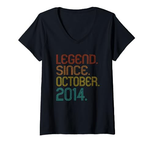 Legend Since October 2014 Years Old Birthday 2014 Men Women Camiseta Cuello V