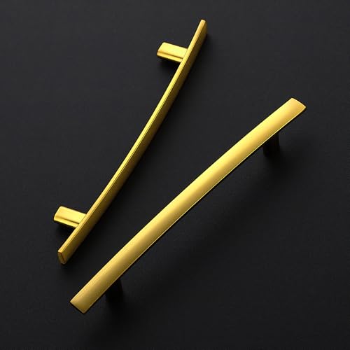 Image of Ravinte 30 Pack Cabinet Handles Brushed Brass Cabinet Pulls Kitchen Cabinet Handles,Curved Drawer Pulls in 7-1 /4 Inch Length with 5 Inch Hole Center Arch Kitchen Cabinet Hardware