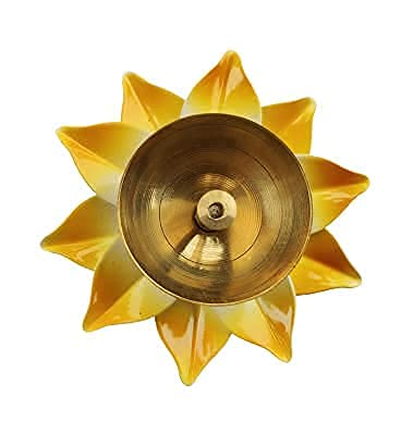Image of Sanvatsar Metal Diya Lotus Design Set of 6 Oil lamp Deepak, Navaratri Gift Diwali Gift Corporate Gift Home Decor Item in Diwali Pooja