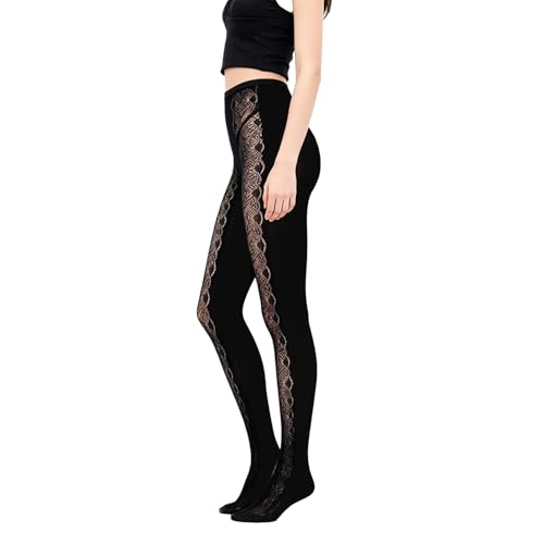 Image of Black Sheer Tights Y2K High Waist Pantyhose with Bows Patterned Stockings for Women