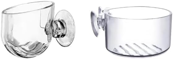 2 Pcs Aquarium Plant Pot, Glass Fish Tank Plants Holder Aquarium, Decoration Plants Cup with Suction Cups for Fish Tank Ornament Décor, Plastic