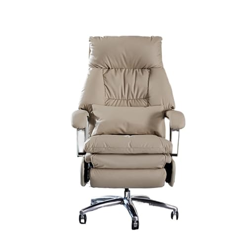 Lizhuzhuzs28 Silla Escritorio Sillón de Oficina de Masaje eléctrico con Cuero Genuino reclinable for el hogar, cómodo y for Sentarse Durante Largos períodos. Silla de Oficina