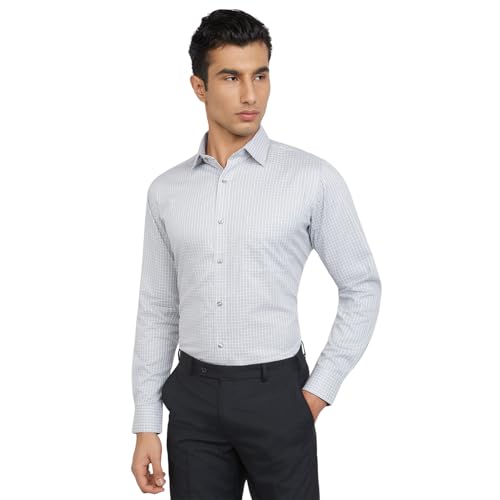 Image of Raymond Men's Pure Cotton Structure Pattern Slim Fit Semi Cutaway Collar Full Sleeve Formal Shirt
