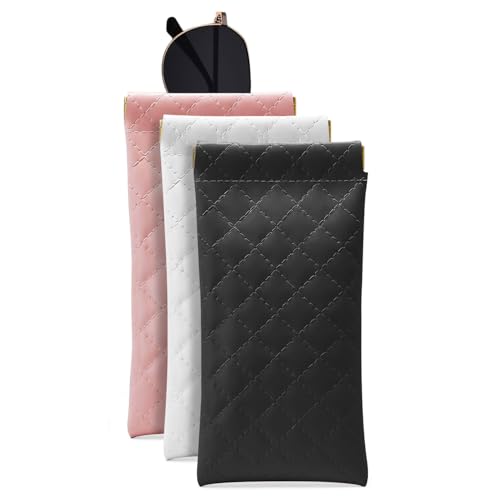 Image of Soft Sunglass Case PU Leather Squeeze Top Eyeglass Case Portable Sunglass Pouch Organizer Bag