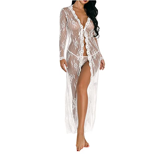 Lingerie for women lace babydoll one-piece underwear cardigan lon…