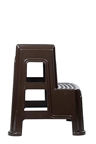 Image of SKYGLAMOUR Supreme Plastic Multi-Purpose Step Stool for Home | Office&Kitchen Use with Weight Bearing Capacity of 150 Kg |2 Step Stool for Home| Color: Wenge; Qnt: 2 Pcs.