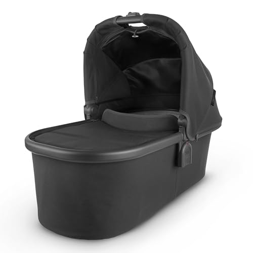 Image of UPPAbaby Bassinet/Compatible with Vista, Cruz, Ridge, Minu Strollers/Overnight Sleep Solution/Mattress, Sheet, and Bug Shield Included/Jake (Charcoal/Carbon Frame)