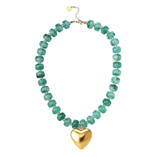 Collier ras du cou à grosses perles pendentif de plage femme