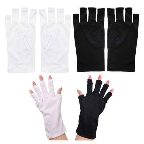 2 pares de guantes sin dedos, guantes de uñas UV, herramientas de manicura, guantes de protección UV, guantes sin dedos, accesorios de protección de uñas