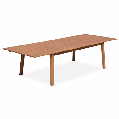 Table de Jardin en Bois 200-250-300cm - Almeria - Grande Table rectangulaire avec allonge Eucalyptus FSC