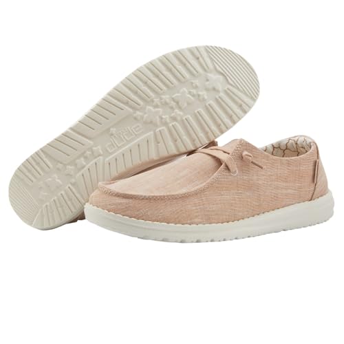 Image of HEYDUDE Women's Wendy Sparkling Rose Gold Size 9 | Women's Shoes | Women's Lace Up Loafers | Comfortable & Light-Weight