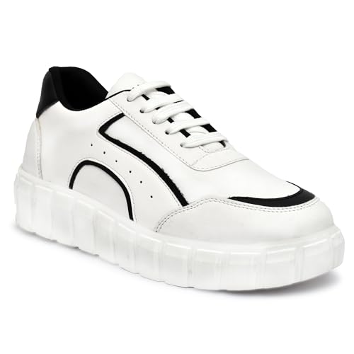 Image of Women's White Casual Sneaker|Walking Gym Running|Ultra Soft Cushion|Lightweight Lace-Up|Effortless Style Shoes for Women's & Girl's