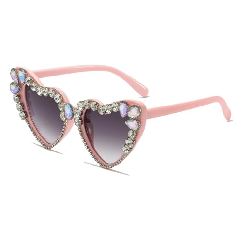 LJCZKA Luxury Rhinestone Heart Sunglasses for Women Sparkling Crystal Love Sun Glasses Bling Party Festival Sunglasses4