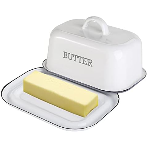 Suwimut Vintage Enamel Butter Dish with Lid Cover