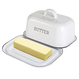 Suwimutenamelbutterdishwithlidfarmhousewhitebutterdishvintageblackrimenamelwarebuttercontainerwithcoverenameledsteelbutterkeeperbutterstickholderforcountertopkitchendecor Urban Country Home Decor Suwimut enamel butter dish with lid farmhouse white butter dish vintage black rim enamelware butter container with cover enameled steel butter keeper butter stick holder for countertop kitchen decor urban country home decor