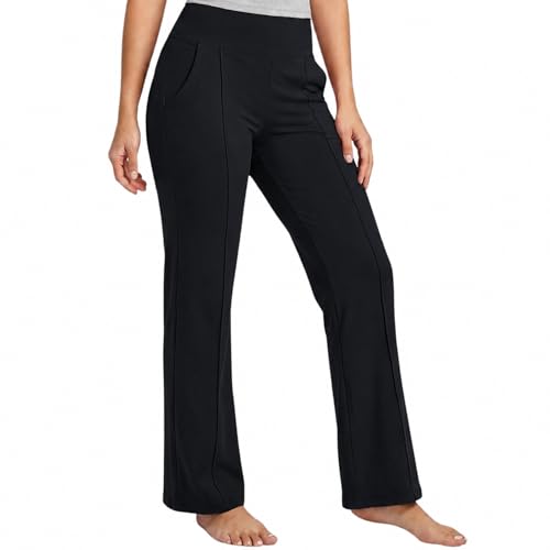 Image of NINQ Women High Waist Flare Pants Lite Regular | Smart Casual Korean Trouser for Office Wear, Gym, Sports, Travel & Daily Styling