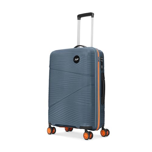 Image of Skybags Swirl Check-in Trolley Bag 65cm | Medium Hard Luggage | 8 Wheels Suitcase for Travel | 3-Digit Combination Lock with Anti-Theft Zipper | Polypropylene | 3 Years Warranty - Unisex (Blue)