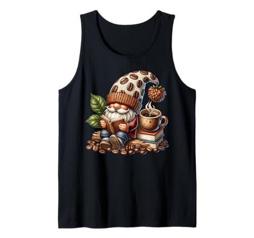 Coffee And Book Reading Accessories For Book Lovers Gnome Camiseta sin Mangas