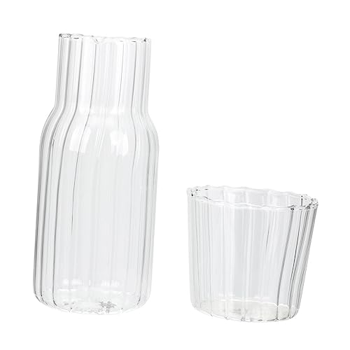 LIFKOME Cooling Kettle Desktop Glass Carafe Water Jug for Bedside Use in Household Home Supply One Jug and One Cup