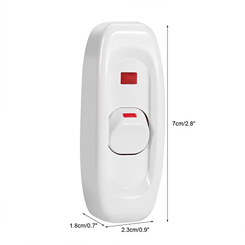 On/Off Button Inline Cord Switch for Table Lamp Desk Light Bed Lamp AC 10A 250V(white) - Image 2