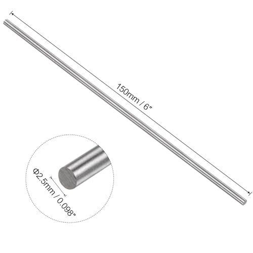 QUARKZMAN 20 Stück Runde Stahlmetallstangen, 2,5 mm x 150 mm Hochgeschwindigkeitsstahl (HSS) Drehbankstangenwerkzeug, für Wellengetriebe, Miniatur-DIY-Basteln