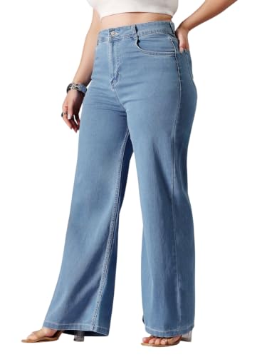 Image of Miss Chase A+ Women's Wide Leg High Rise Regular Length Stretchable Denim Jeans