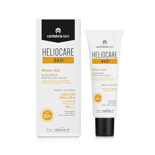 Heliocare 360° Water Gel SPF 50+ - Crema Solar Facial, Fotoprotector Avanzado, Ultraligera, Hidratante, Pieles Normales y Sensibles, Resistente al Agua, 50ml