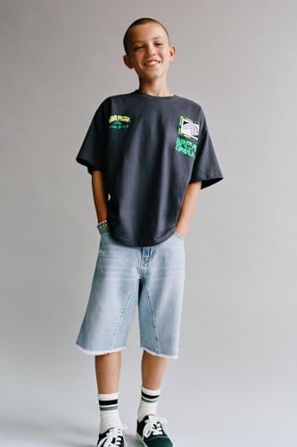 Image of Alan Jones Clothing Boys Oversized Cotton Printed T-Shirt | Round Neck, Short Sleeves, Casual Wear