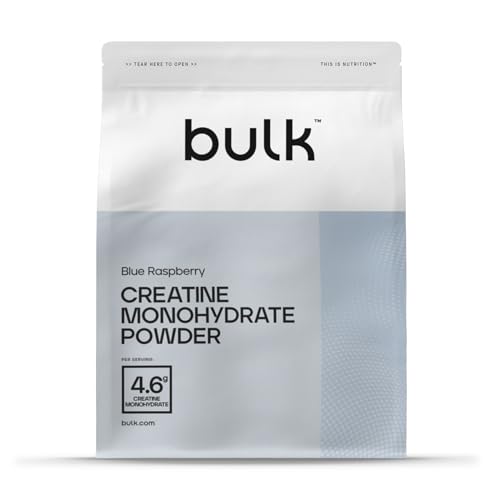 Bulk Creatina Monoidrato Polvere 500 g | 147 porzioni | Creatina micronizzata pura | Lampone blu | Vegano e Halal | Ideale per fitness, allenamento e palestra | Si scioglie facilmente