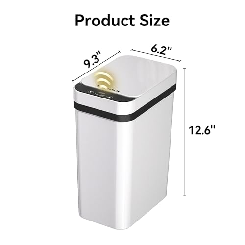 Image of FRESHLIX 3 Pack Bathroom Trash Can 2.6 Gallon Small Touchless Automatic Motion Sensor Trash Cans Slim Waterproof Garbage Bin with Lid for Kitchen, Office, Bedroom White