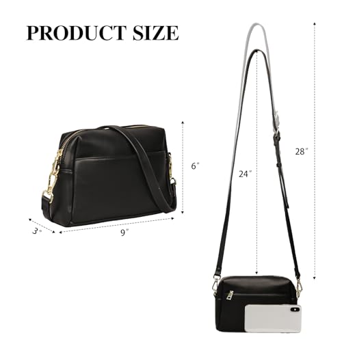 Crossbody Purse for Women,Small Vegan Leather Purse with Adjustable Shoulder Strap,Triple Zip Shoulder Handbag2