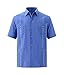 MAXJON Men's Guayabera Shirts for Mens Cuban Shirts Short Sleeve Shirt(Blue,L)
