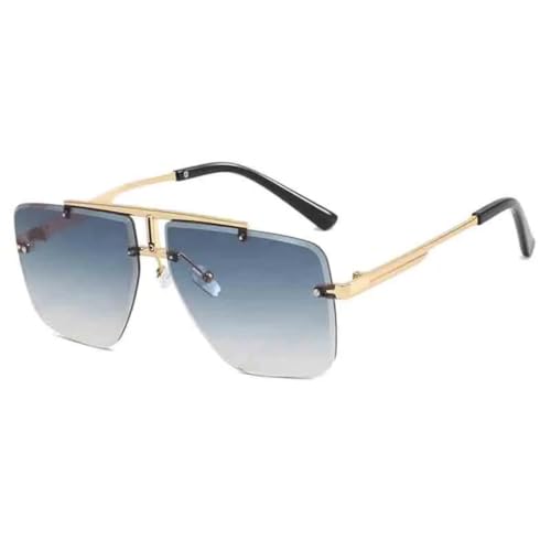 Lunettes de soleil rétro de qualité supérieure avec monture métallique dorée double pont