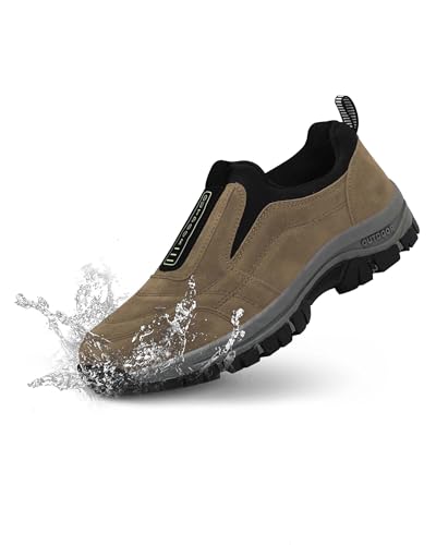 Men's Waterproof Hiking Shoes Comfortable Orthopedic Walking Shoes Slip on Outdoor Sneakers