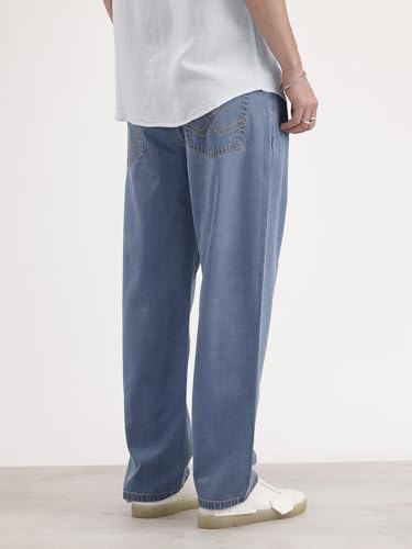 Image of WROGN Men's Pure Cotton Jeans | Solid | Loose Fit