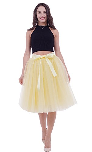 FOLOBE Falda de tutú de Las Mujeres Midi Tulle Faldas 7 Capas...