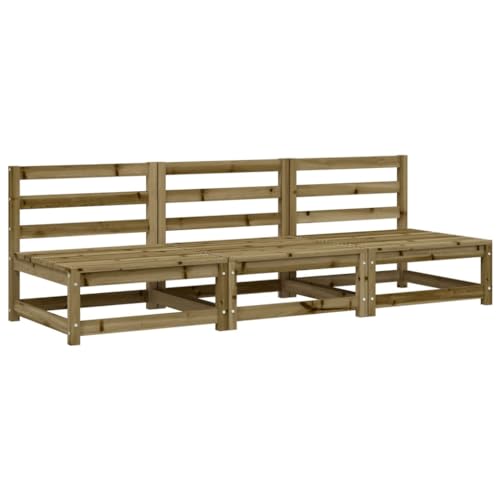 vidaXL Sofás de Jardín, Madera de Pino, 3 uds