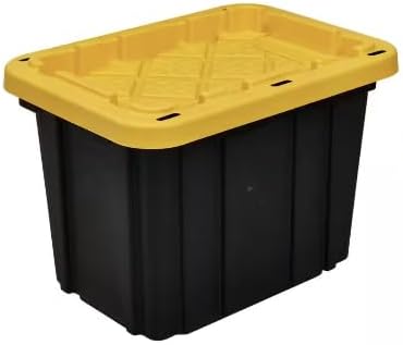9-Gallon Durable Storage Tote in Black with Yellow Lid EZ03380