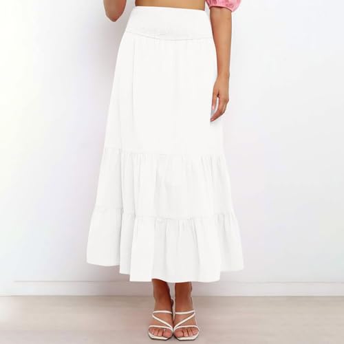 Women A-Line Pleated Elastic High Waist Maxi Skirt Ankle Length Flowy Swing Elegant Dressy Casual Work Long Skirts4