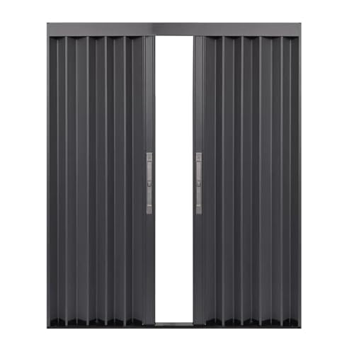 Portes accordéon multi-plis – Porte coulissante pliante pour porte, salle de bain et séparateur de pièce avec cadre gris et panneau en aluminium, disponible en plusieurs tailles