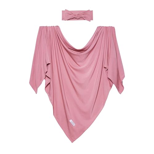 Image of Posh Peanut Baby Swaddle Blanket & Headband - Matching Newborn Girl Swaddle Set, Use As a Receiving Blanket or Nursing Cover